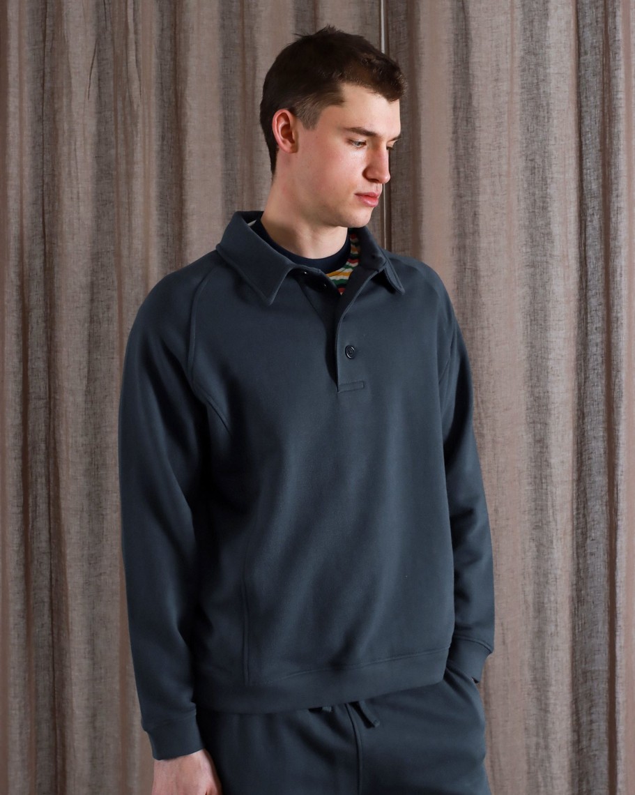 Far Afield Sweatshirts | Bernado Rugby Sweatshirt - Blue Pigment Dye