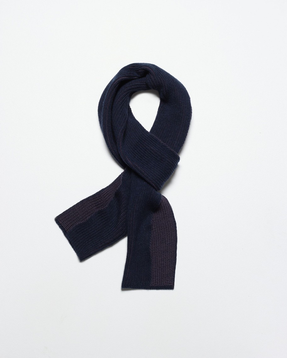 Far Afield Scarves | Ribbed Knit Scarf - Purple / Blue Recycled Cotton Blend