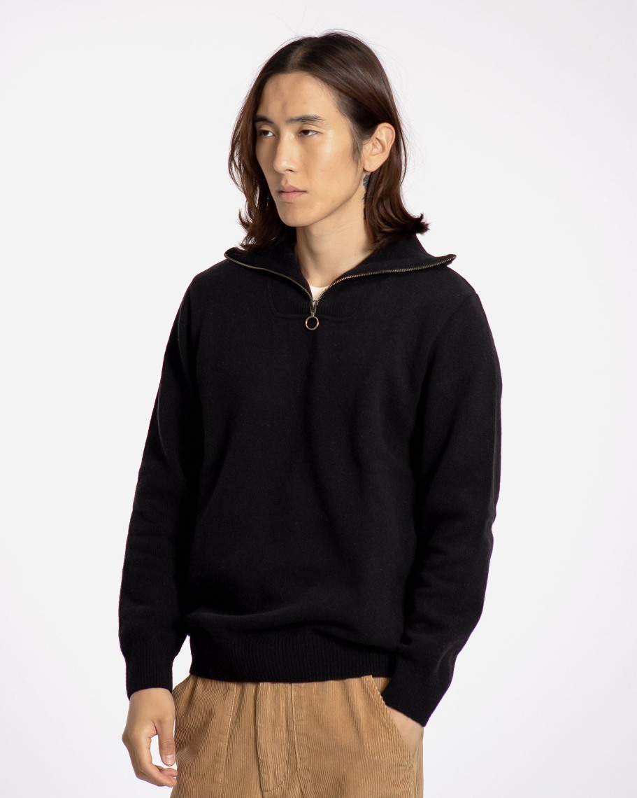 Far Afield Knitwear | Boko Funnel Neck Knit - Black Lambswool Blend