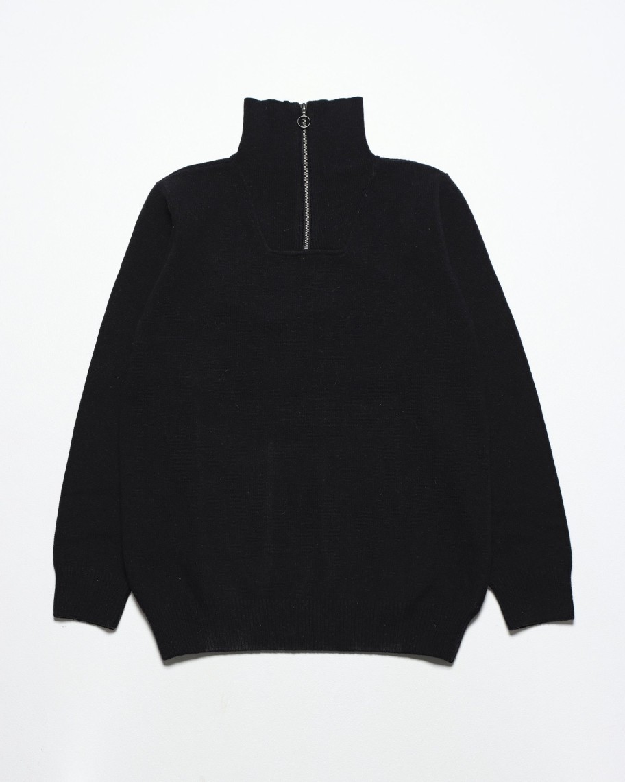 Far Afield Knitwear | Boko Funnel Neck Knit - Black Lambswool Blend