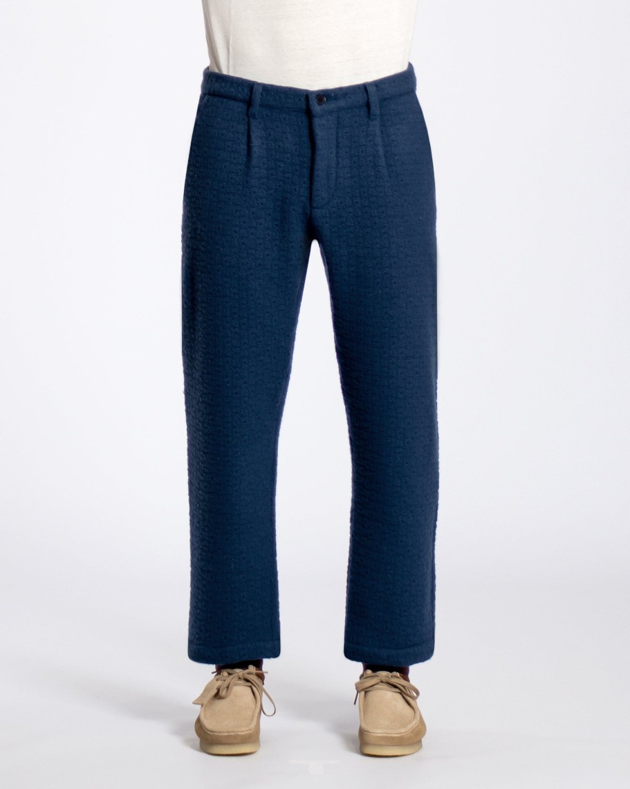 Far Afield Trousers | Ryder Trouser - Insignia Blue Textured Jacquard