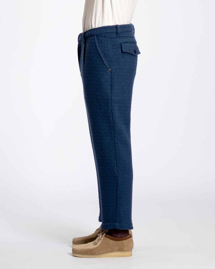 Far Afield Trousers | Ryder Trouser - Insignia Blue Textured Jacquard