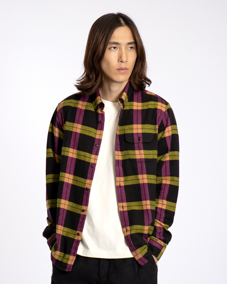 Far Afield Shirts | Larry Button Down Shirt - Black / Magenta Check