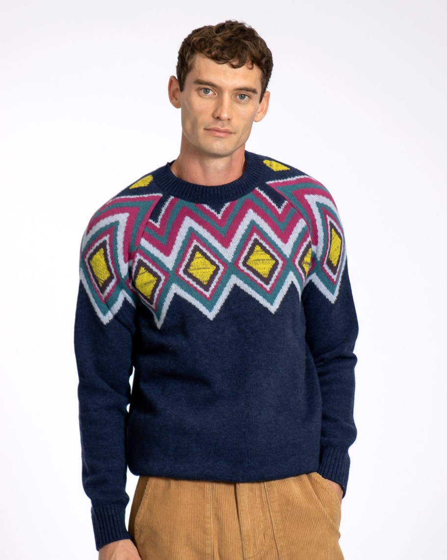 Far Afield Knitwear | Miyuki Knit - Insignia Blue / Multi Organic Cotton Blend