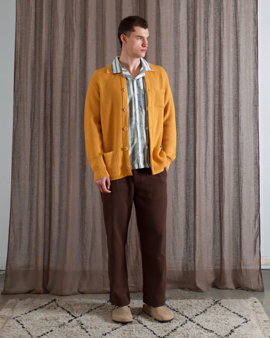 Far Afield Knitwear | Station Cardigan - Honey Gold Ribbed Crochet