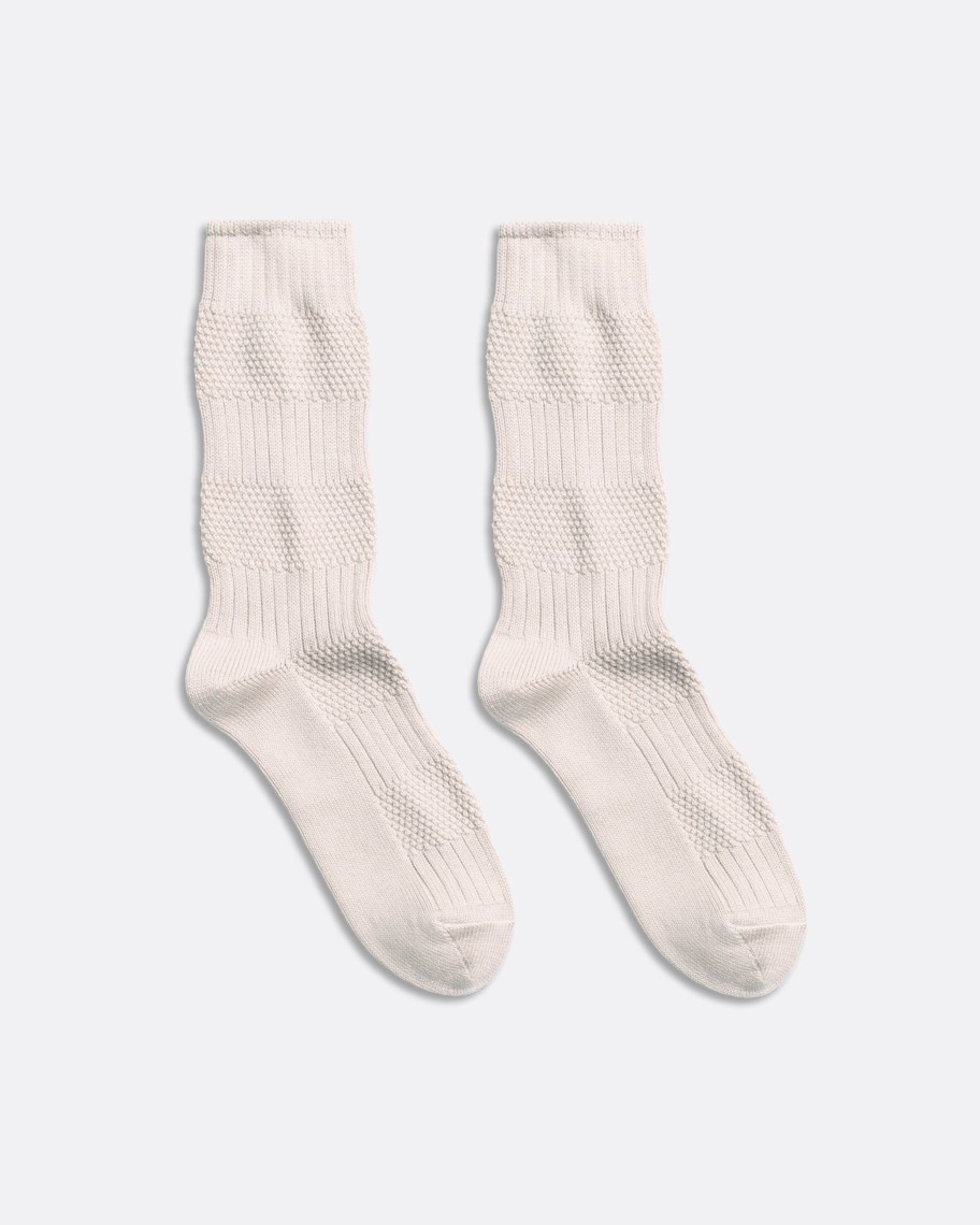 Far Afield Socks | Textured Stripe Socks - Ecru