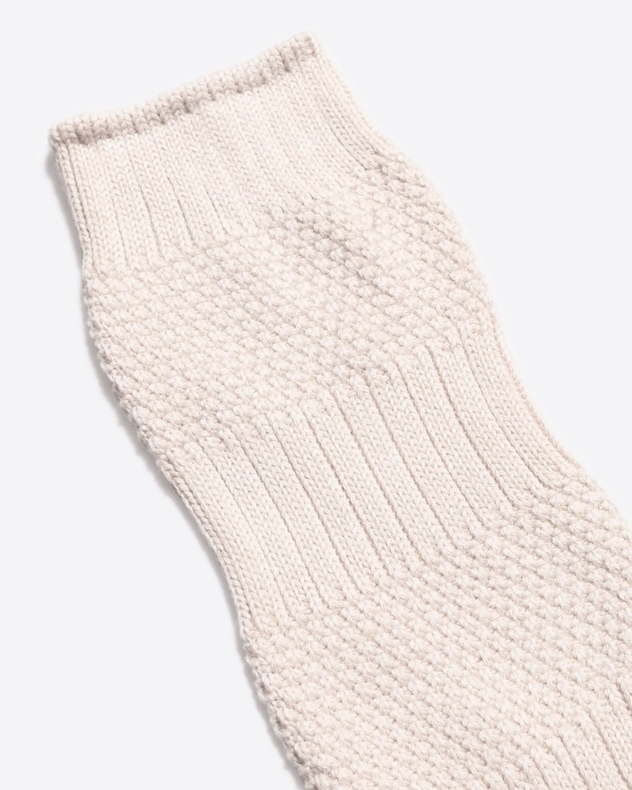 Far Afield Socks | Textured Stripe Socks - Ecru