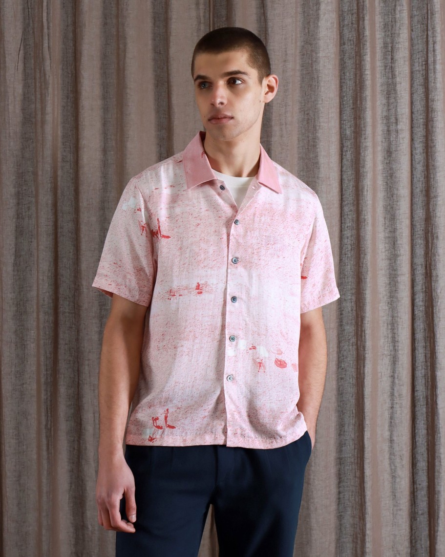 Far Afield Shirts | Busey Shirt - Rose Pink Beach Print