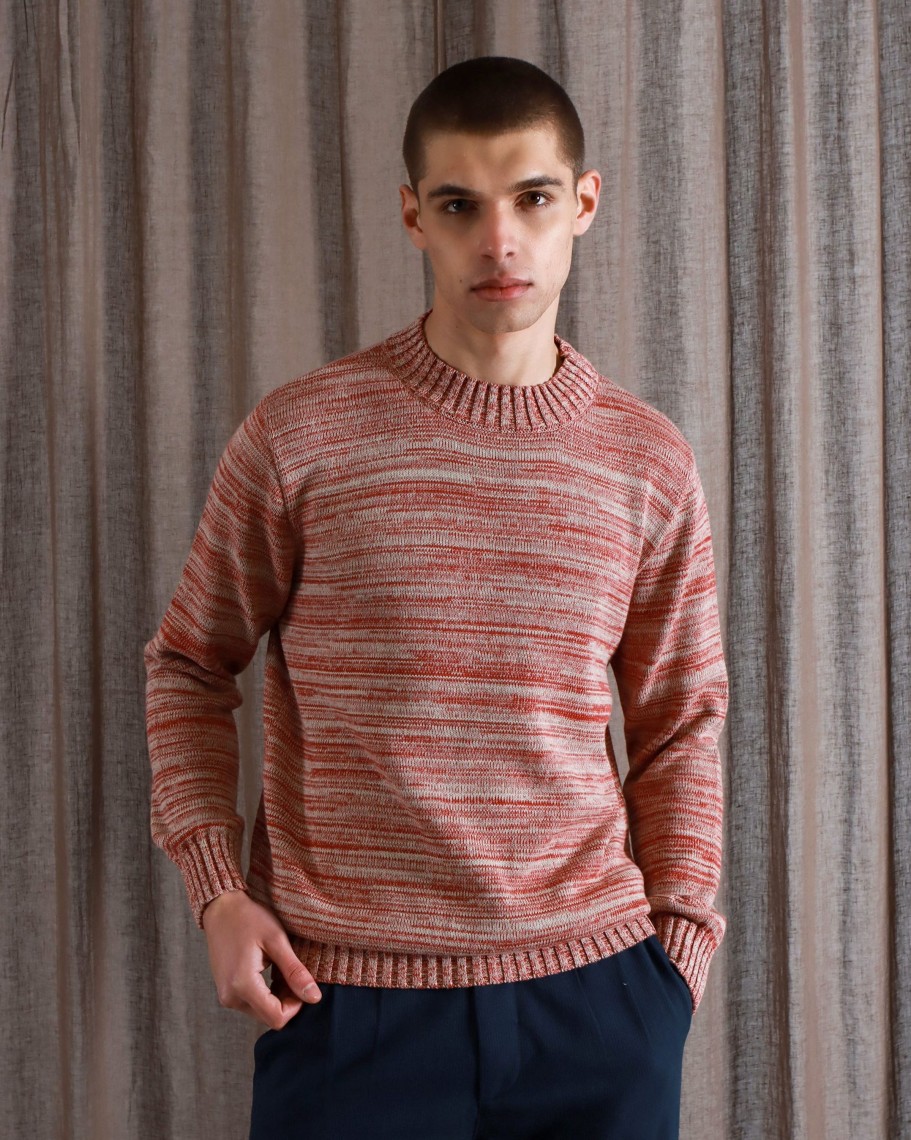 Far Afield Knitwear | Dieter Knit - Red / Sand Twisted Yarn