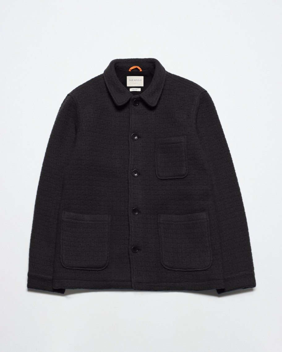 Far Afield Outerwear | Station Jacket - Black Textured Jacquard