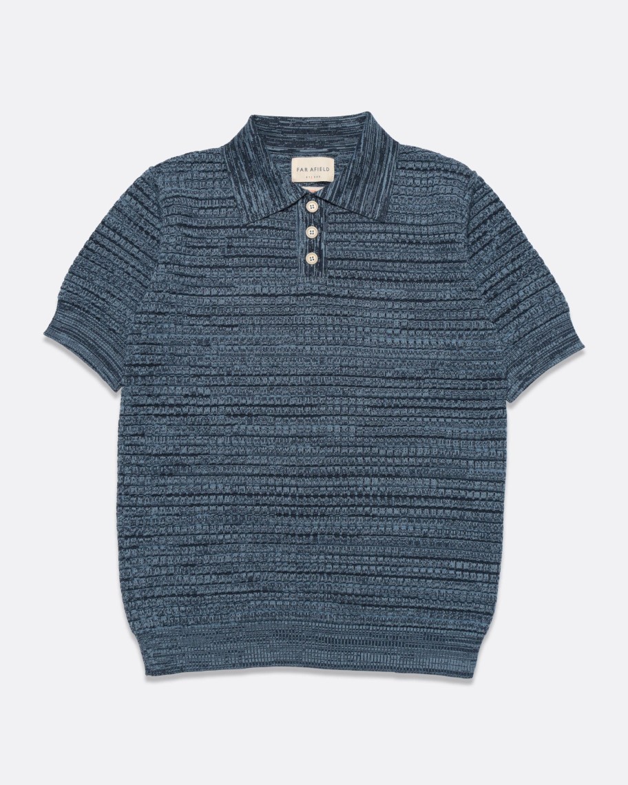 Far Afield Polo Shirts | Renard Polo - Navy / Allure Blue Twisted Yarn