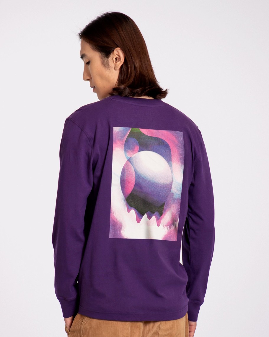 Far Afield T-Shirts | Graphic Cuffed T-Shirt - Purple Dripping Light Print