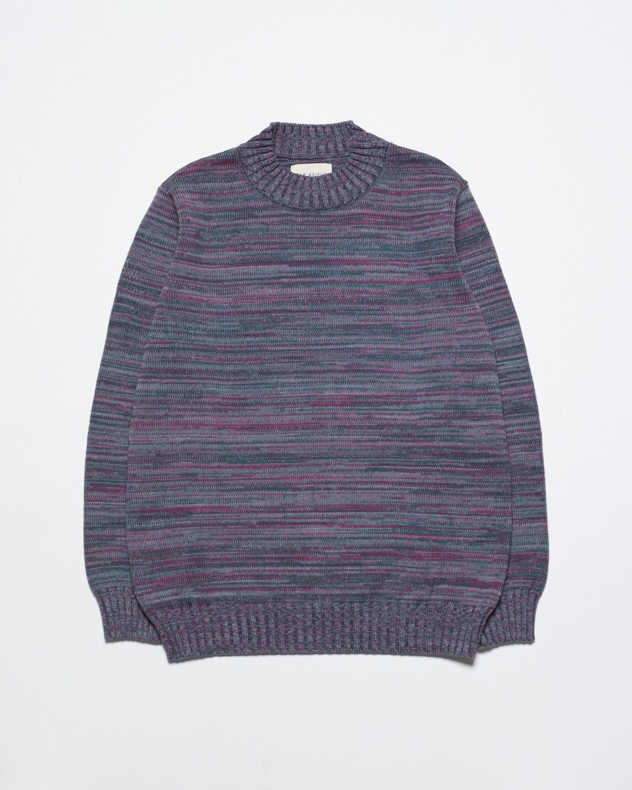 Far Afield Knitwear | Dieter Knit - Silver Blue / Multi Twisted Yarn