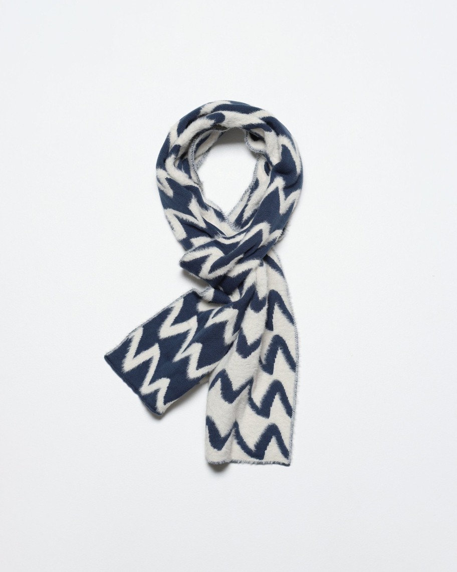 Far Afield Scarves | Zig Scarf - Insignia Blue / White Organic Cotton Blend