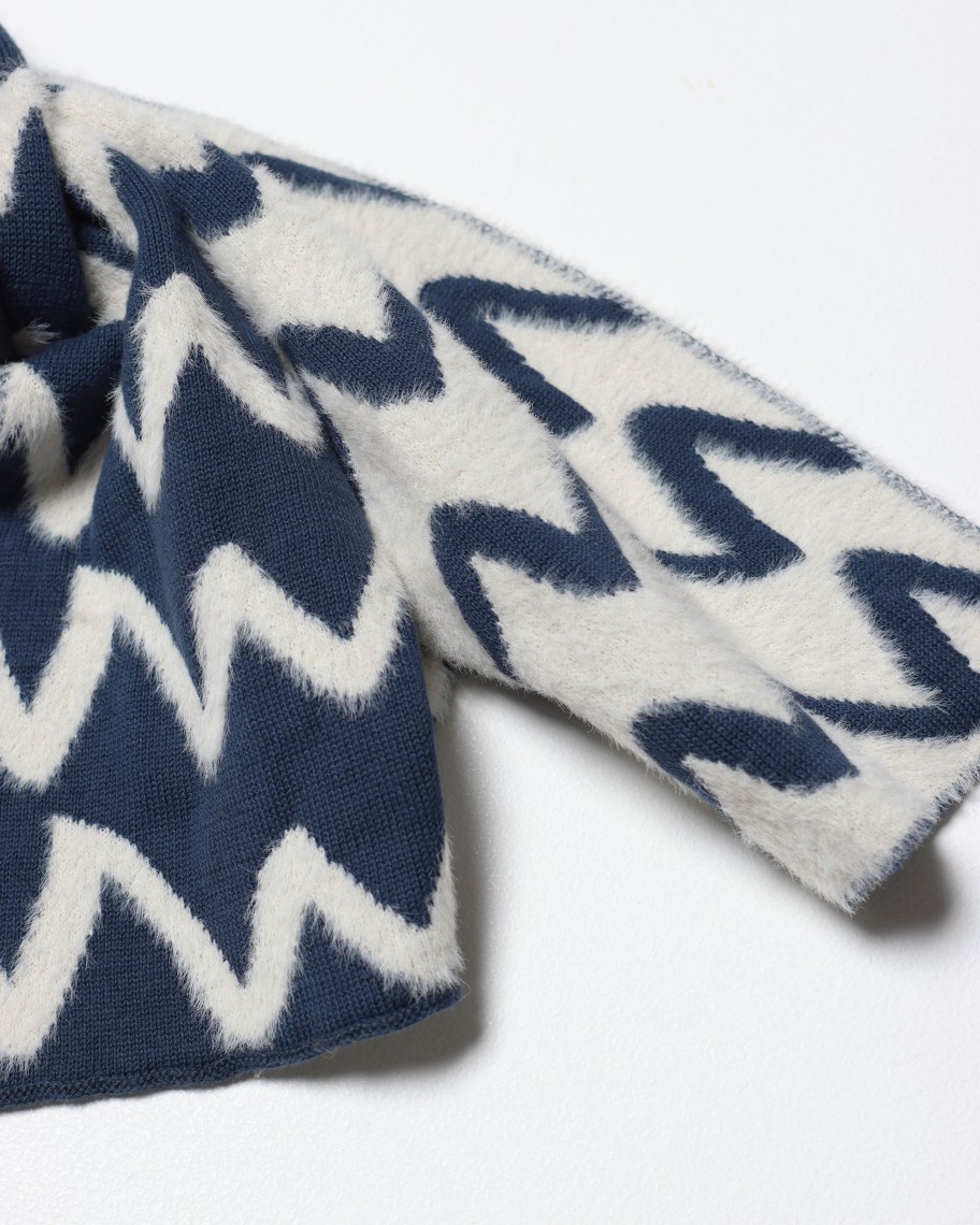 Far Afield Scarves | Zig Scarf - Insignia Blue / White Organic Cotton Blend