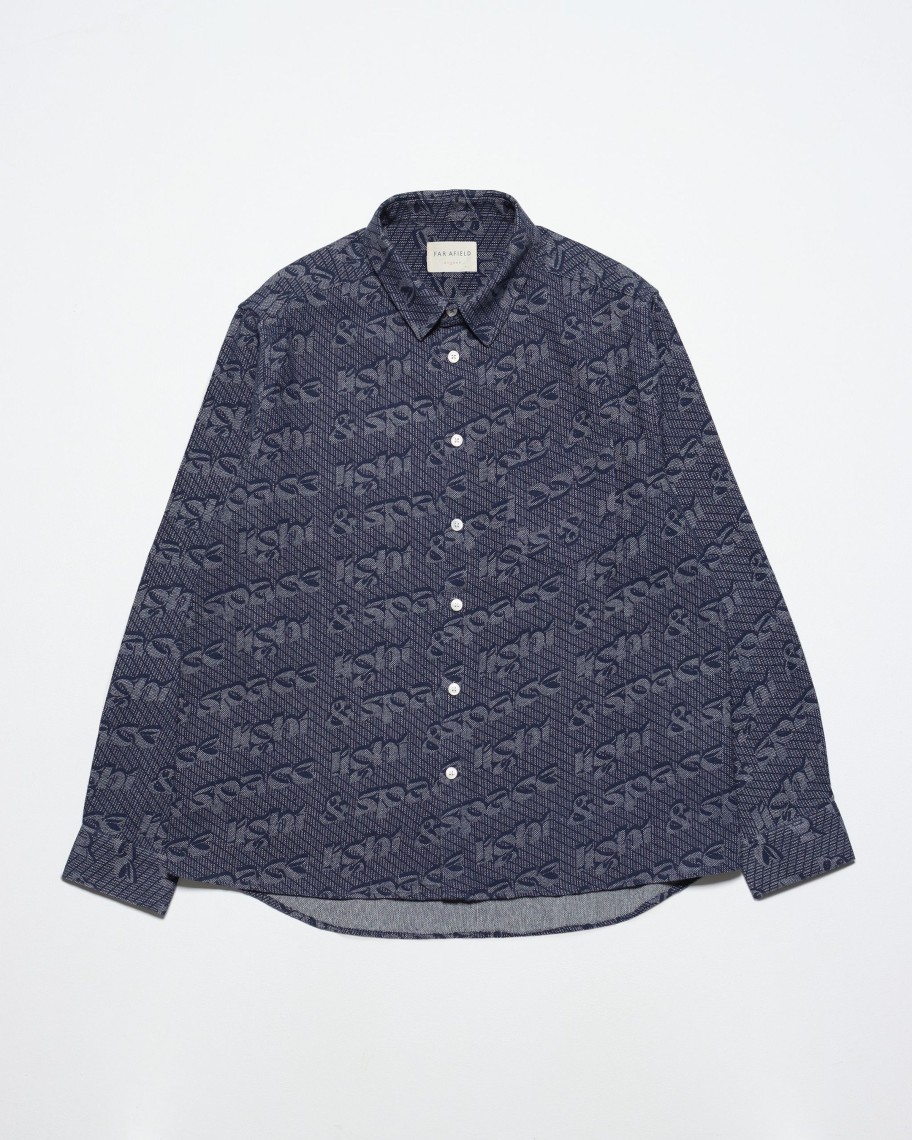 Far Afield Shirts | Day Shirt - Insignia Blue Light U0026 Space Jacquard Print