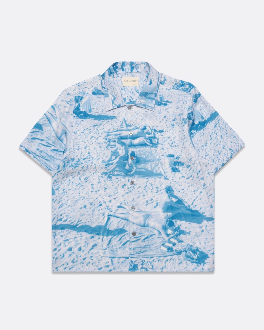 Far Afield Shirts | Busey Shirt - Allure Blue Beach Print