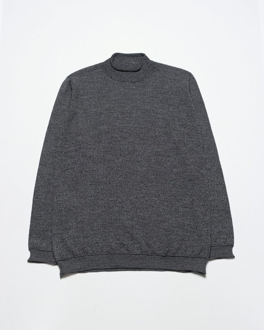 Far Afield Knitwear | Sergey Roll Neck - Grey Melange Merino Wool Blend