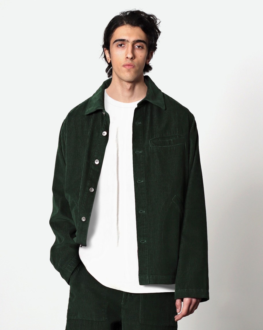 Far Afield Shirts | Evans Overshirt - Bottle Green Corduroy