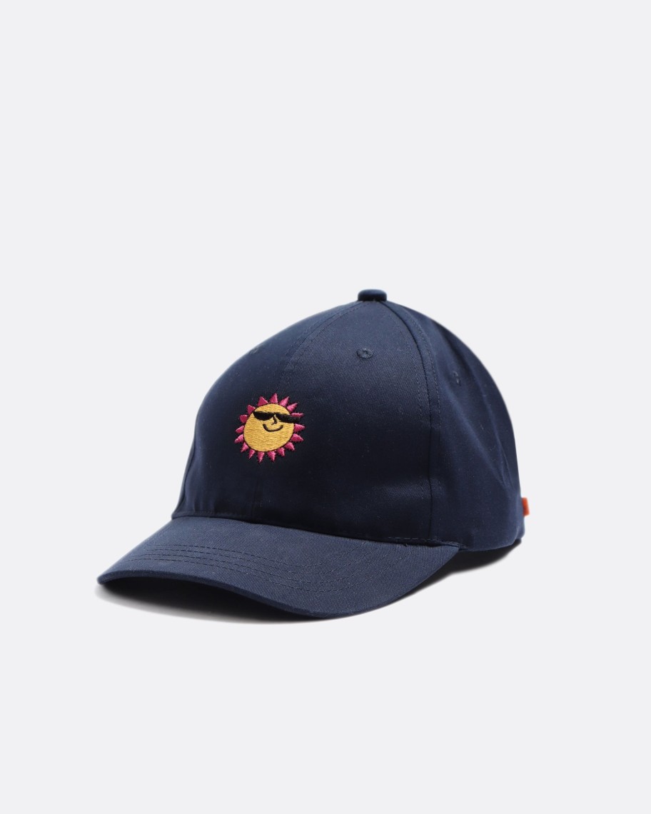 Far Afield Hats | Embroidered Carlos Cap - Navy Sunny Motif