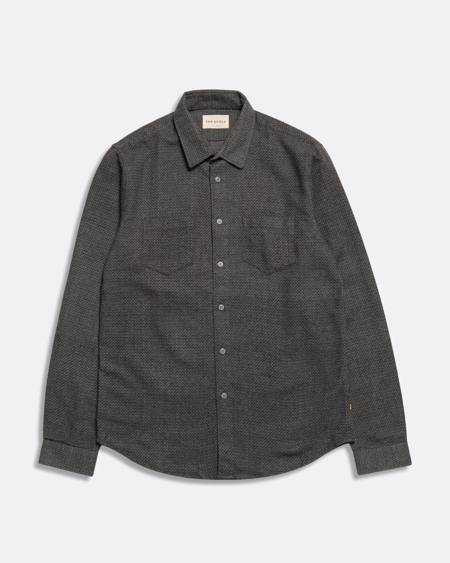 Far Afield Shirts | Classic Two Pocket Shirt - Grey Brushed Dobby Cotton