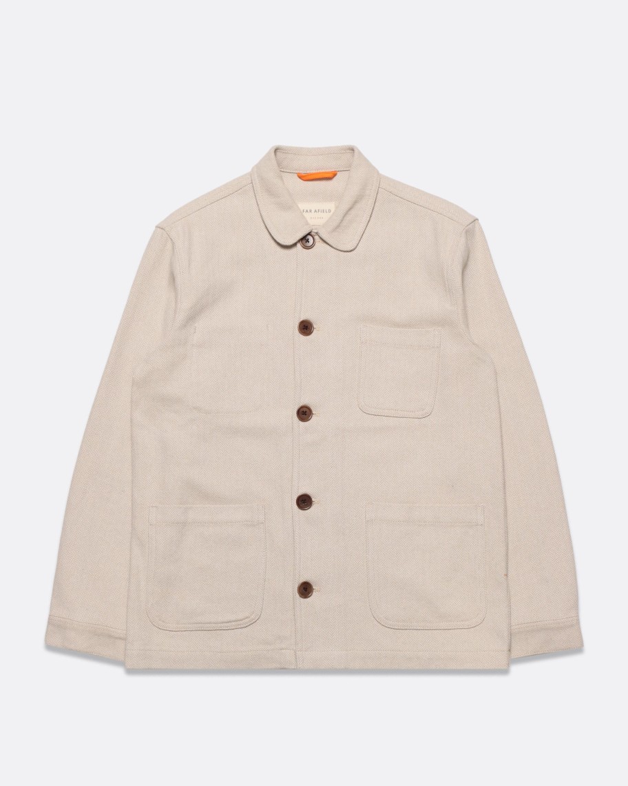 Far Afield Outerwear | Station Jacket - Sand Brushed Herringbone