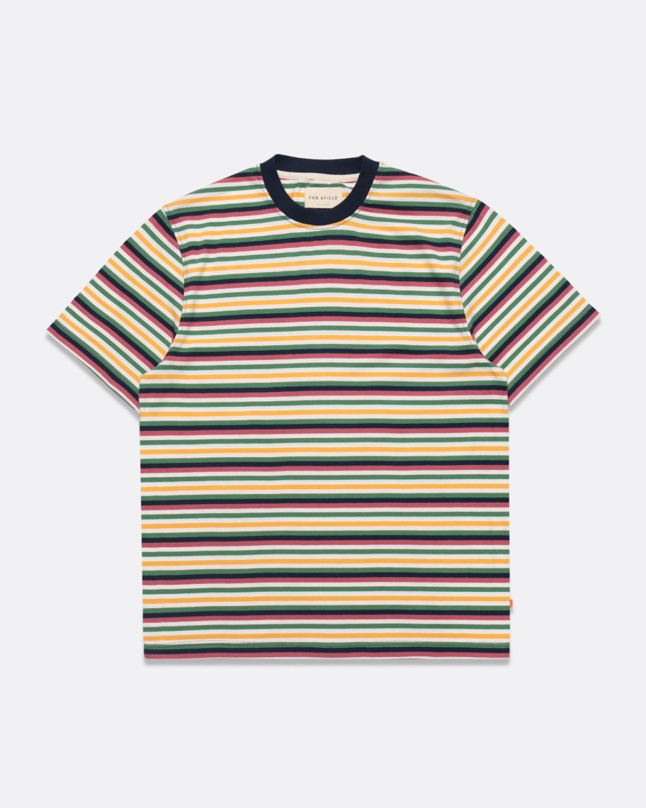 Far Afield T-Shirts | Crew Neck T-Shirt - Blackpool Stripe