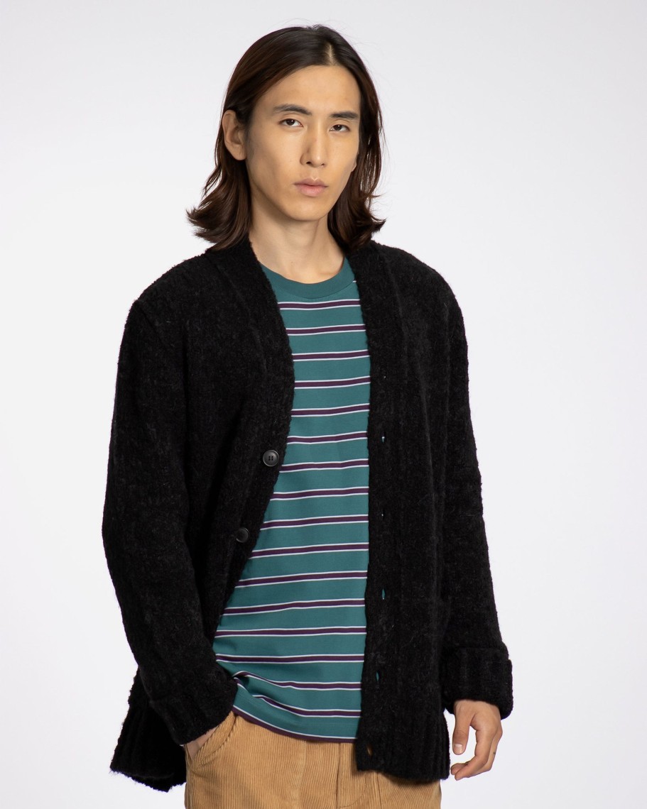 Far Afield Knitwear | Buckley Cardigan - Black Fluffy Boucle