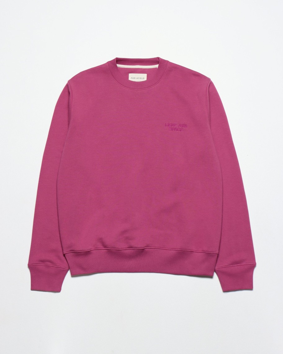 Far Afield Sweatshirts | Crewneck Sweatshirt - Magenta Light U0026 Space Embroidery