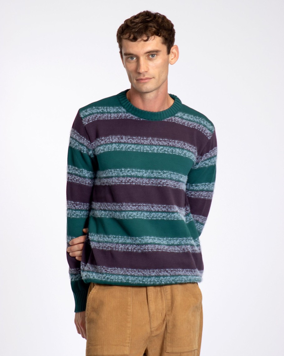 Far Afield Knitwear | Ether Knit - Deep Teal / Multi Gellano Stripe