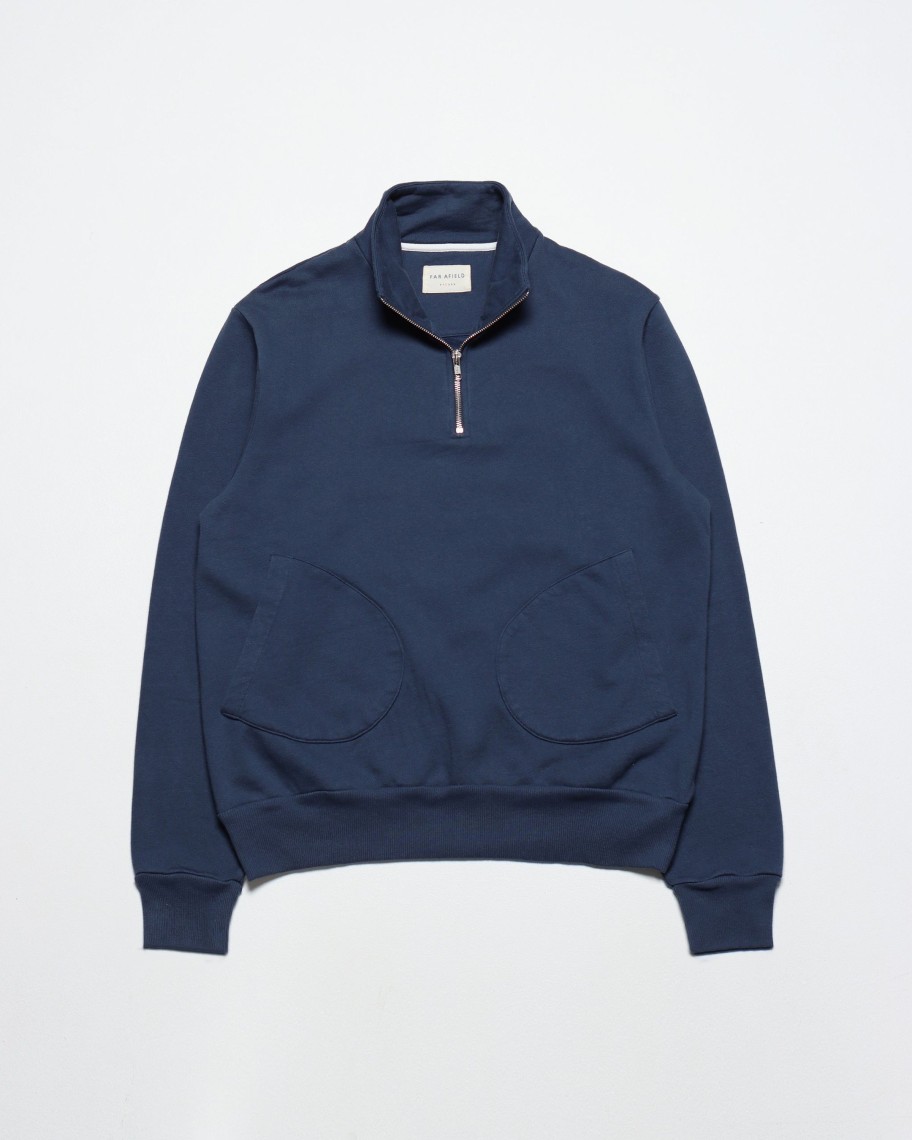 Far Afield Sweatshirts | Funnel Neck Sweatshirt - Insignia Blue Organic Cotton