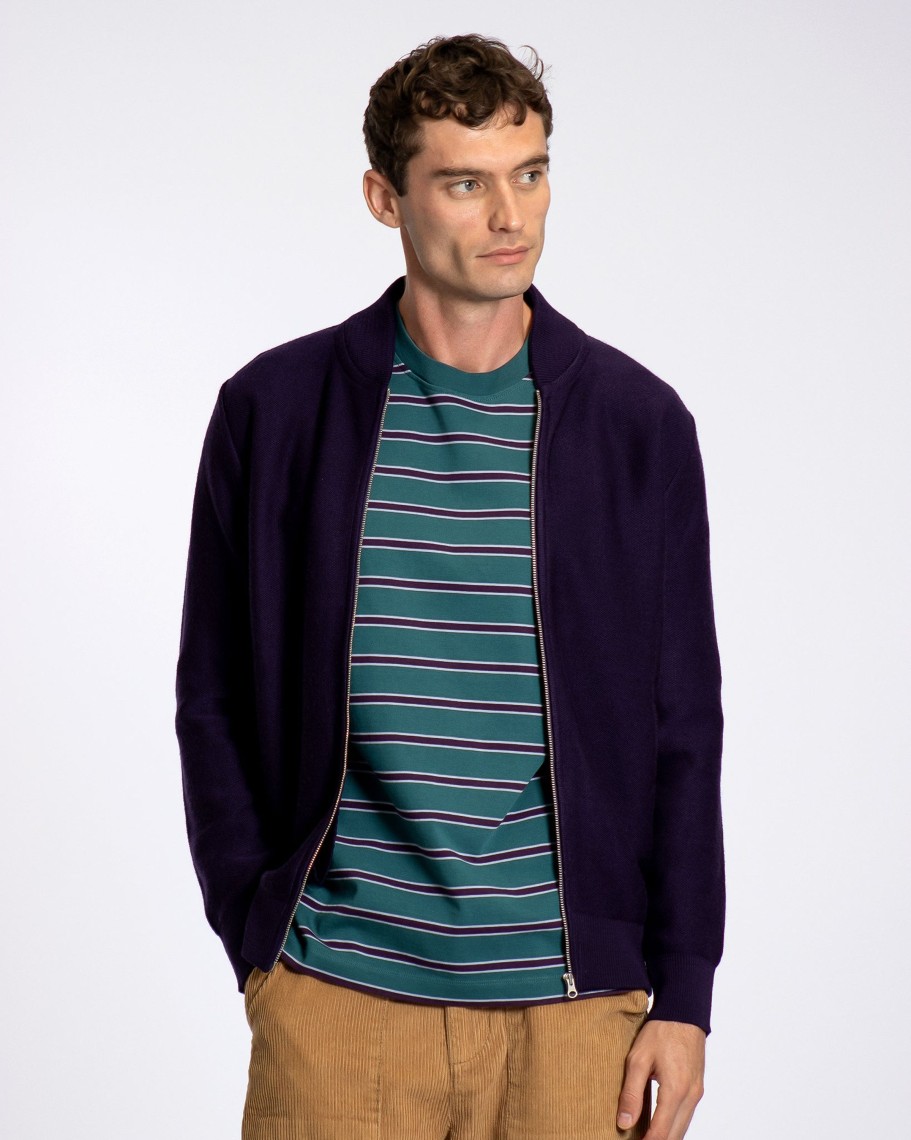 Far Afield Knitwear | Essa Cardigan - Purple Merino Wool Blend