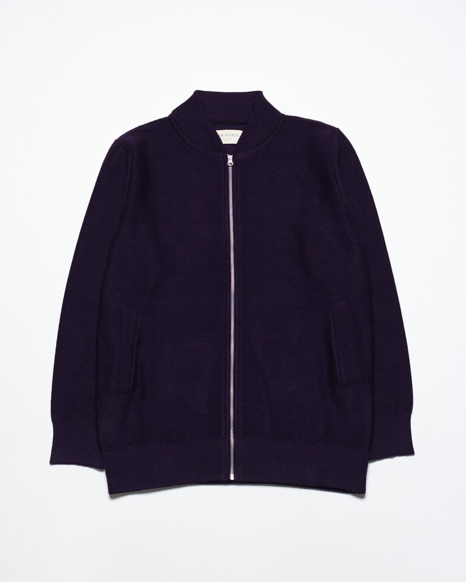 Far Afield Knitwear | Essa Cardigan - Purple Merino Wool Blend