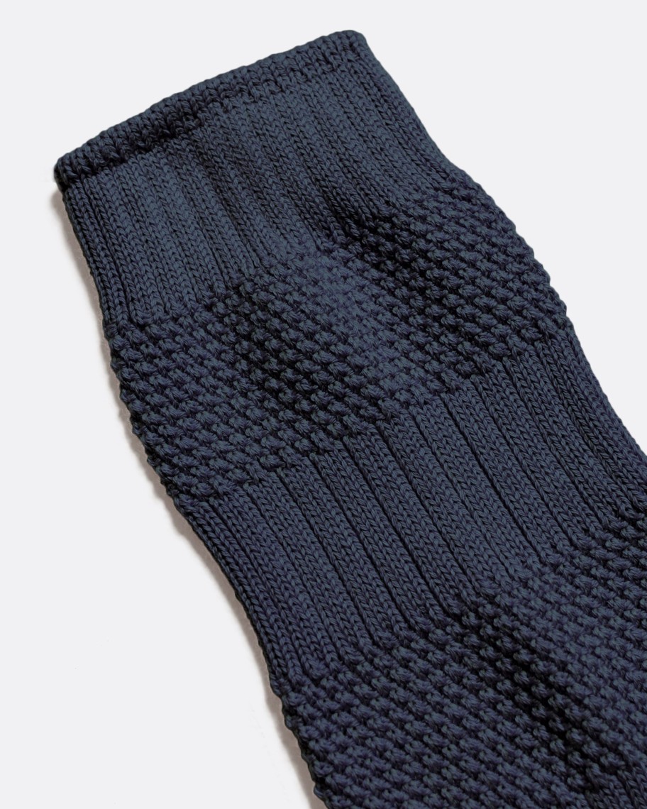 Far Afield Socks | Textured Stripe Socks - Navy