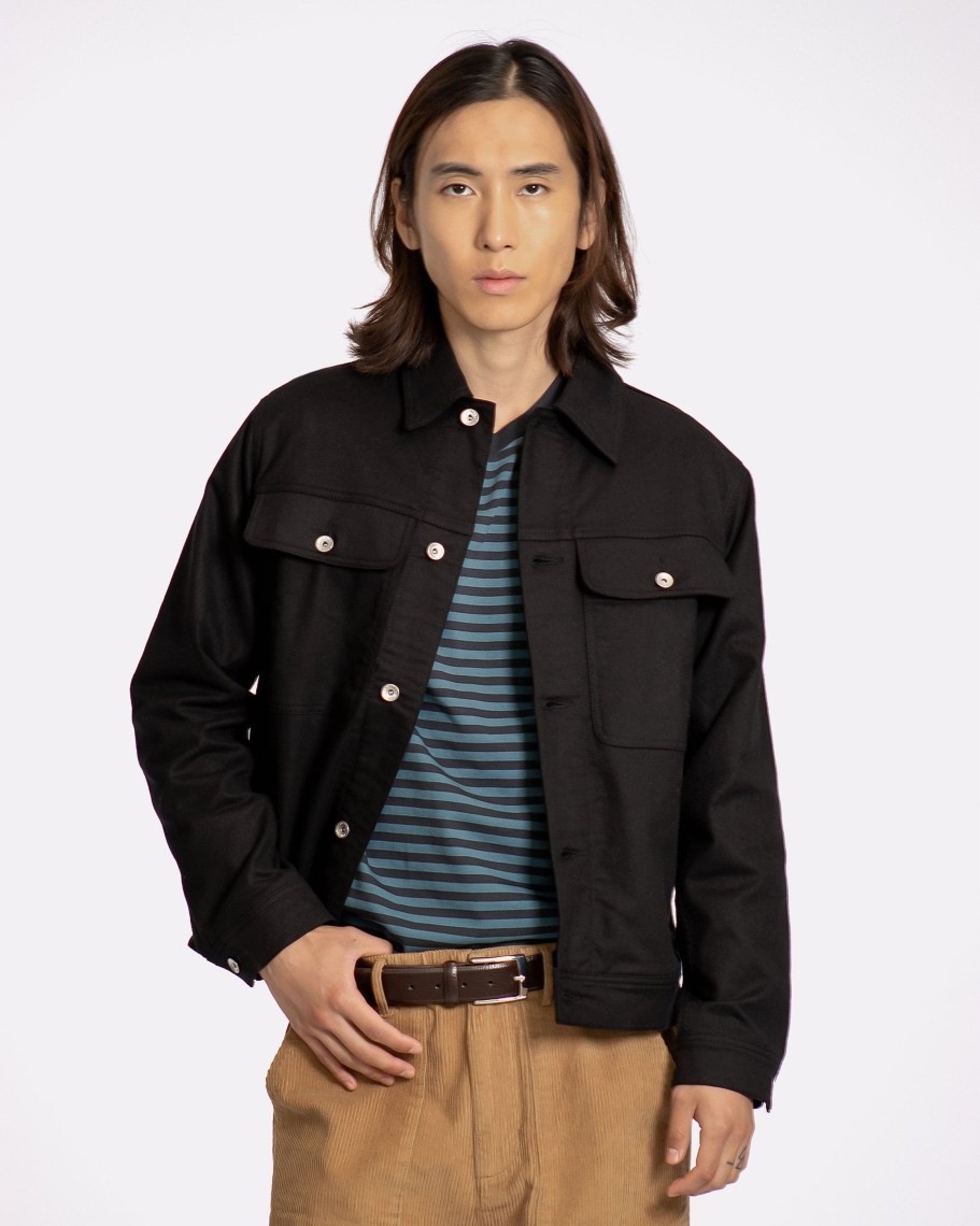 Far Afield Outerwear | Watts Jacket - Black Moleskin Cotton