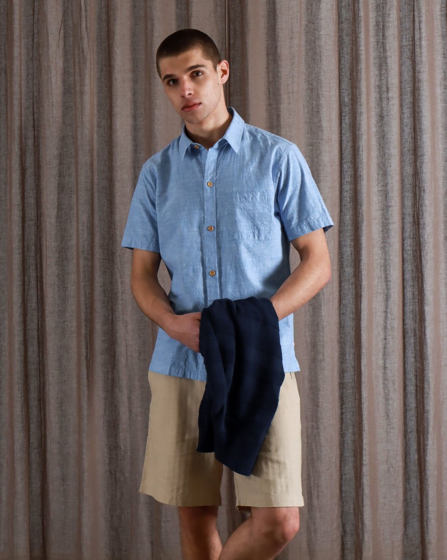 Far Afield Shirts | Costa Shirt - Allure Blue Chambray Slub