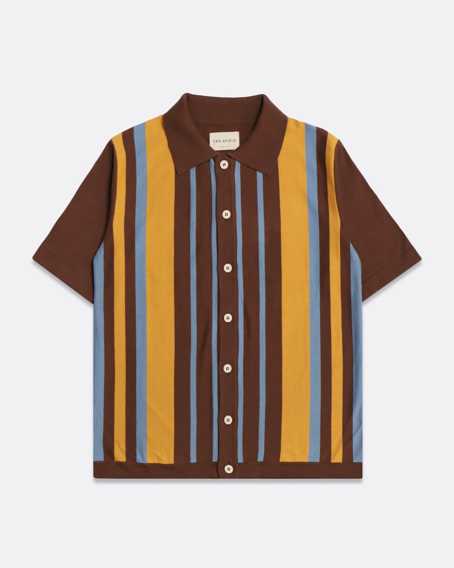 Far Afield Knitwear | Velzy Cardigan - Brown / Multi Margate Stripe