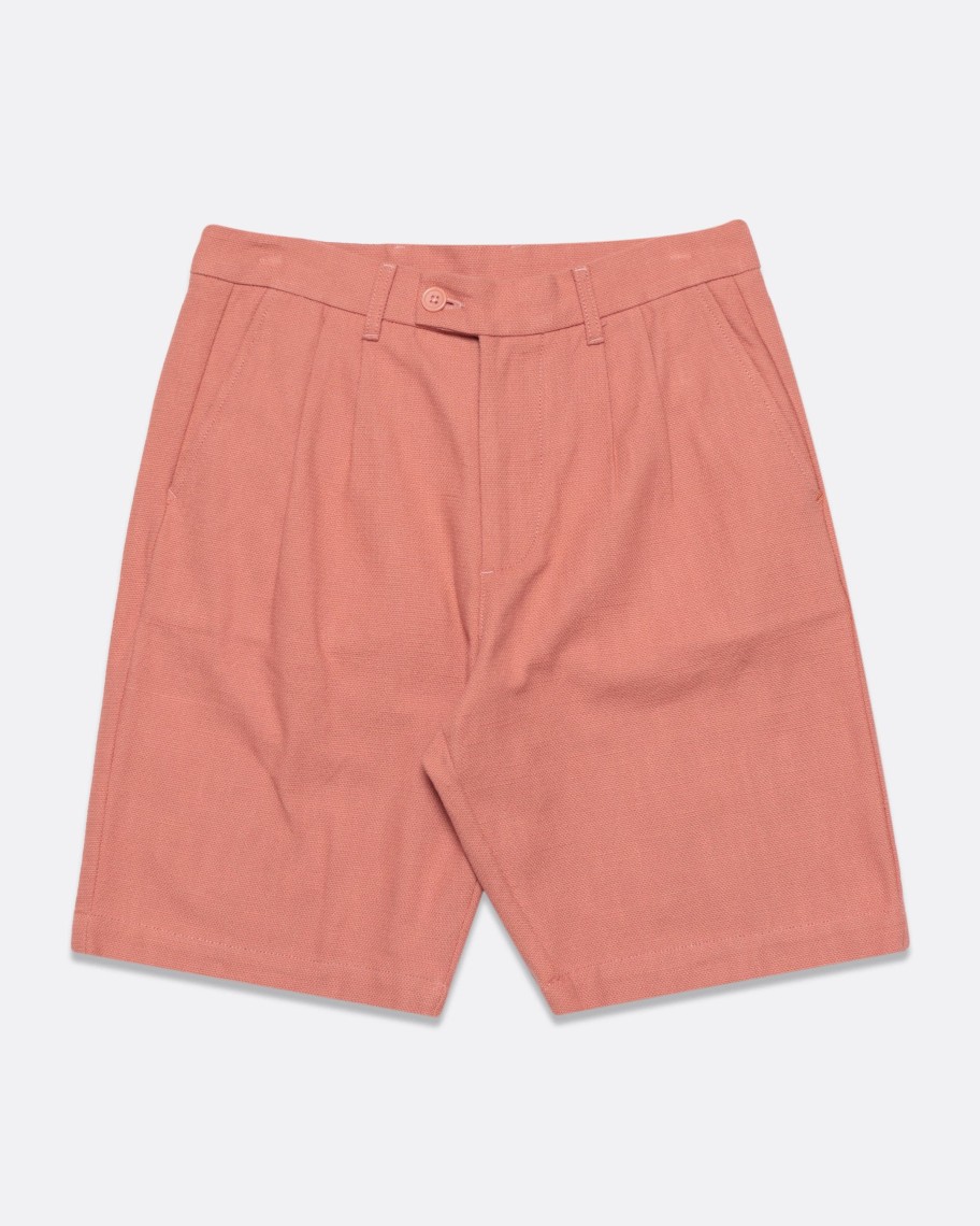 Far Afield Shorts | Double Pleated Shorts - Pink Textured Weave