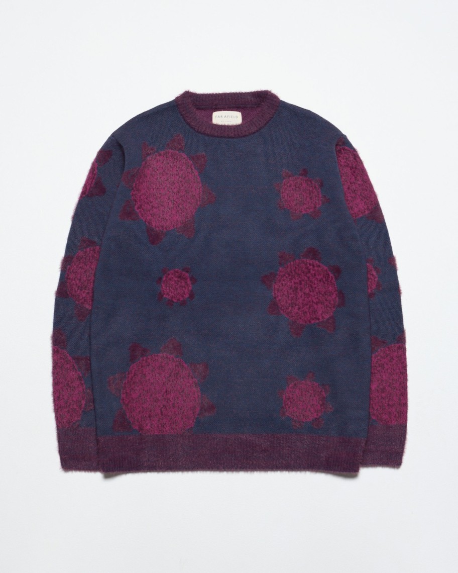 Far Afield Knitwear | Eclipse Knit - Blue / Magenta Flower Repeat