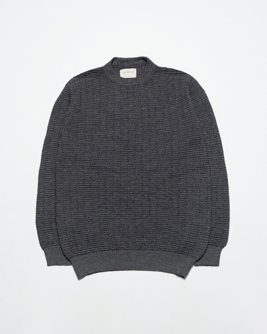 Far Afield Knitwear | Vitor Ribbed Knit - Grey Melange Merino Wool Blend