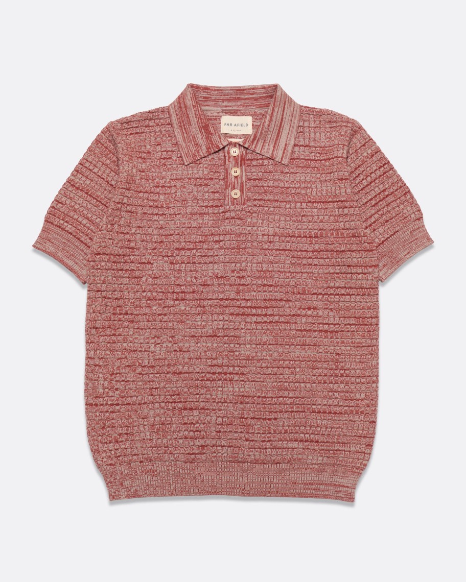 Far Afield Polo Shirts | Renard Polo - Red / Sand Twisted Yarn