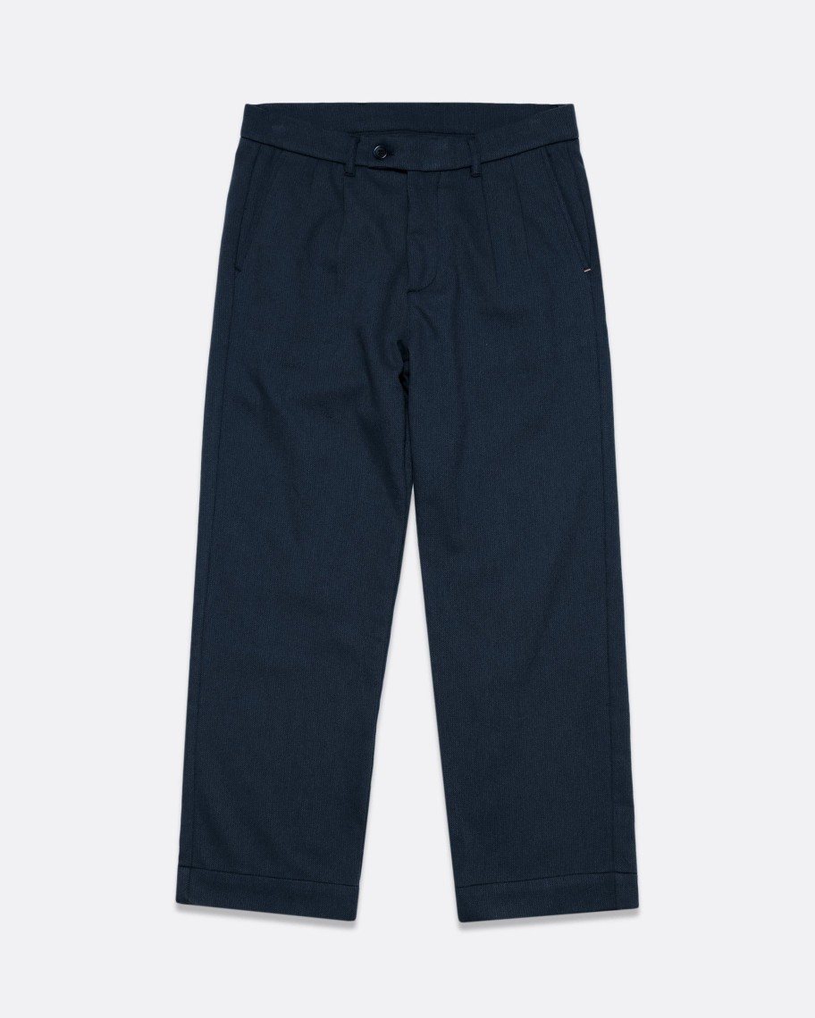 Far Afield Trousers | Double Pleated Trouser - Blue Braided Weave