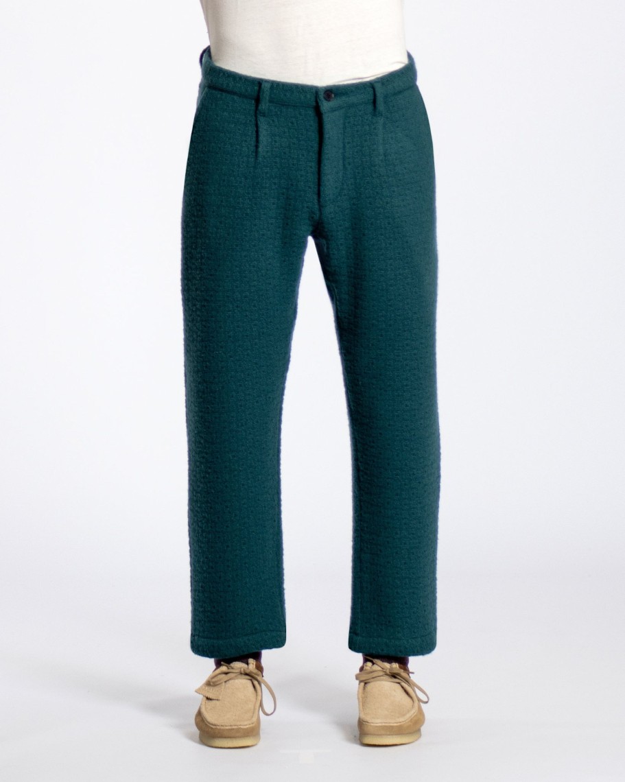 Far Afield Trousers | Ryder Trouser - Deep Teal Textured Jacquard