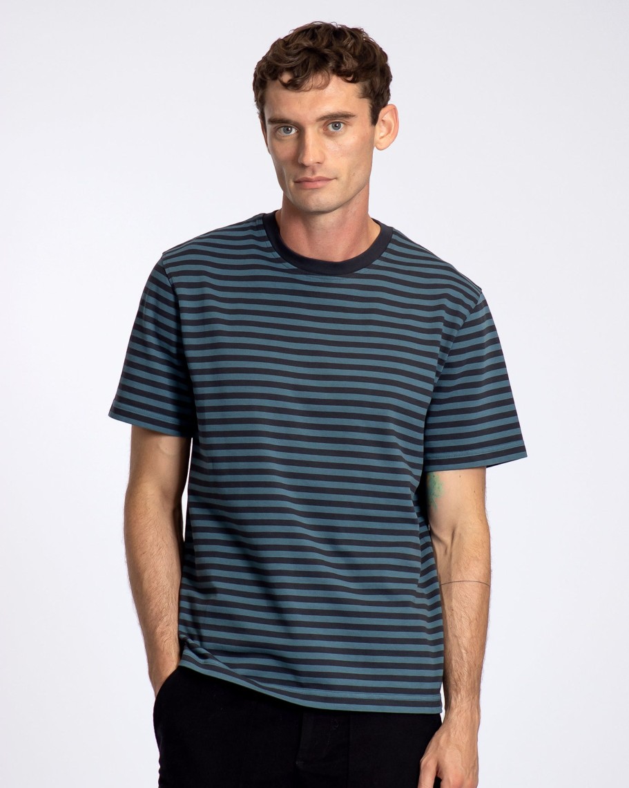 Far Afield T-Shirts | Breton Stripe Short Sleeve T-Shirt (Stargazer / Navy)