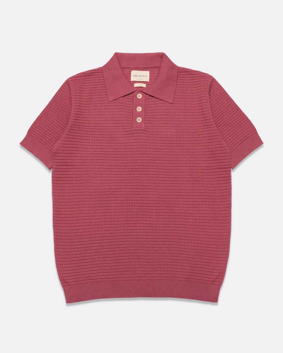 Far Afield Polo Shirts | Renard Polo - Rose Pink Ribbed Waffle