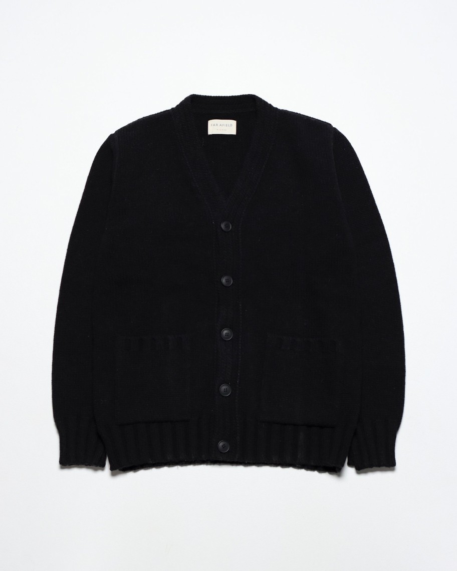 Far Afield Knitwear | Buckley Cardigan - Black Lambswool Blend