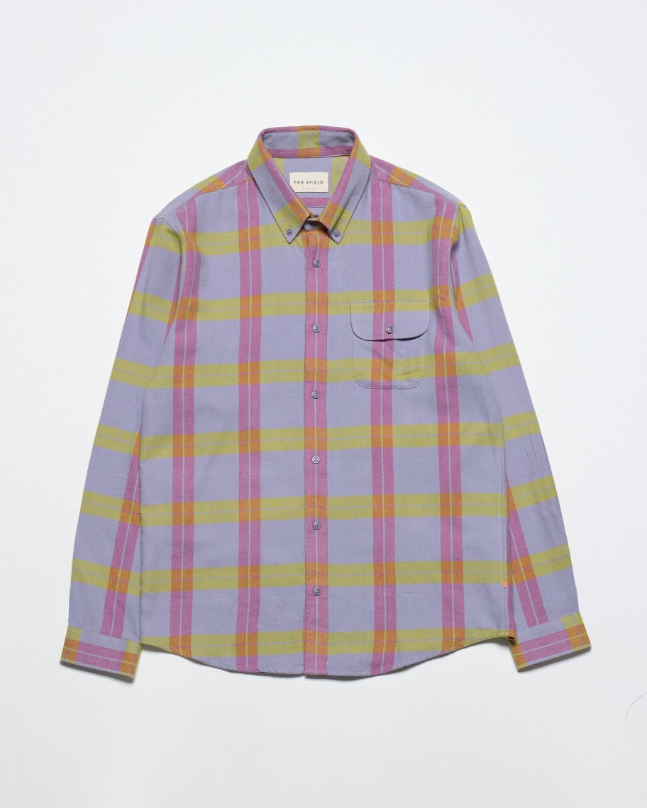 Far Afield Shirts | Larry Button Down Shirt - Silver Blue / Multi Check