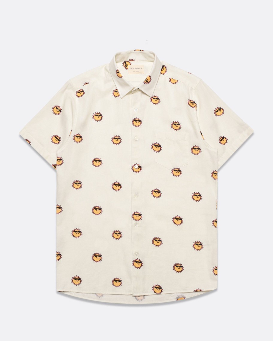 Far Afield Shirts | Classic Short Sleeve Shirt - White Sunny Print