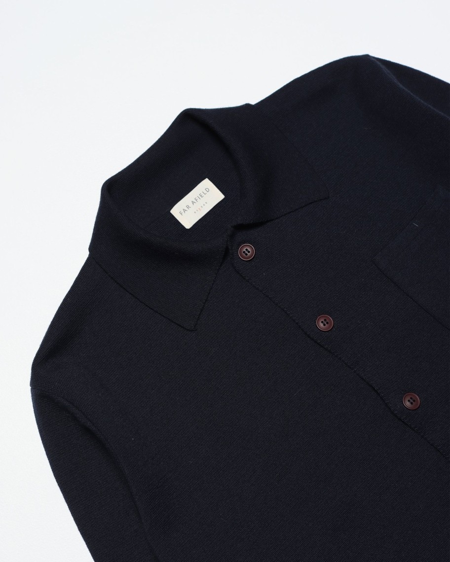 Far Afield Knitwear | Station Cardigan - Navy Merino Wool Blend