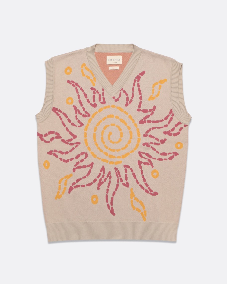 Far Afield Knitwear | Pinto Vest - Sand Sun Motif